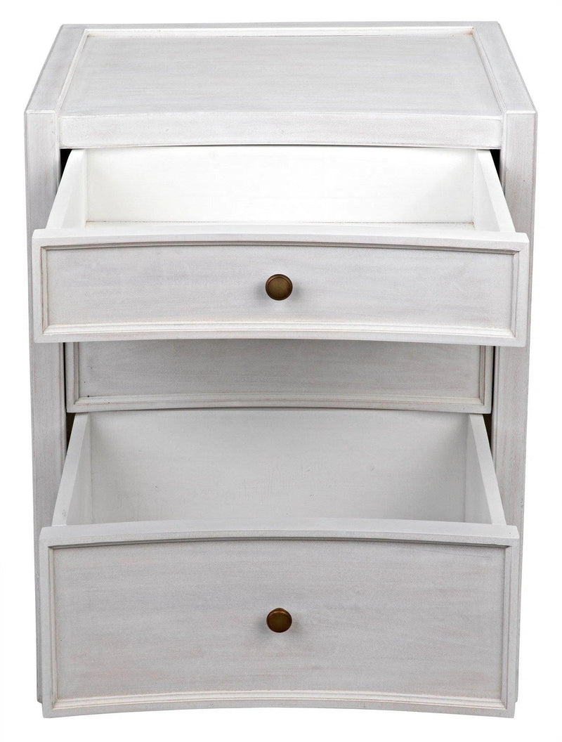 24" Hampton Wood White Night Stand With Drawers Nightstands LOOMLAN By Noir