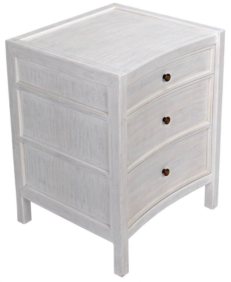 24" Hampton Wood White Night Stand With Drawers Nightstands LOOMLAN By Noir