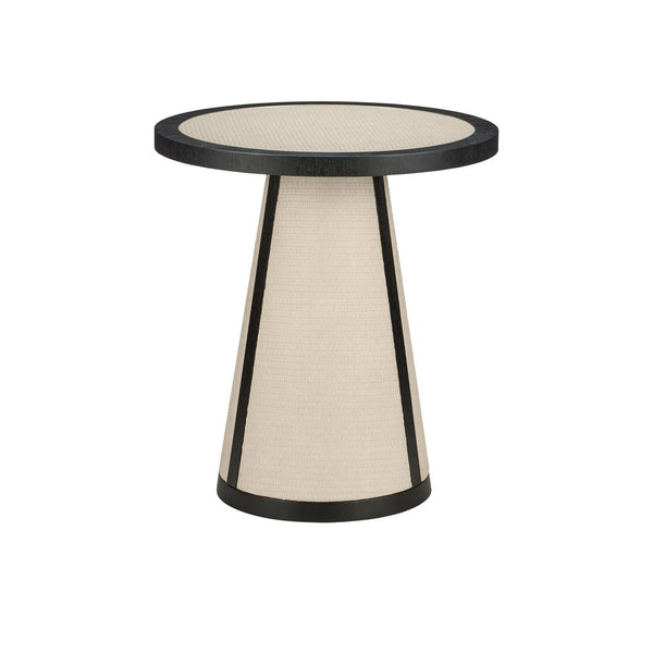 24 in. Deanna Wood and Raffia Ivory Round Accent Table Side Tables LOOMLAN By Currey & Co