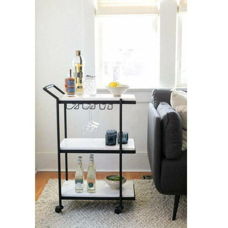 24 Inch Hours Bar Cart White Retro Home Bar Carts LOOMLAN By Moe's Home