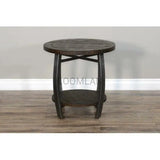 24" Round Dark Brown End Side Accent Table with Storage Shelf Side Tables LOOMLAN By Sunny D