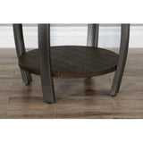 24" Round Dark Brown End Side Accent Table with Storage Shelf Side Tables LOOMLAN By Sunny D