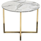 24" Round End Table Faux Marble Top and Gold Metal Frame Side Tables LOOMLAN By Diamond Sofa