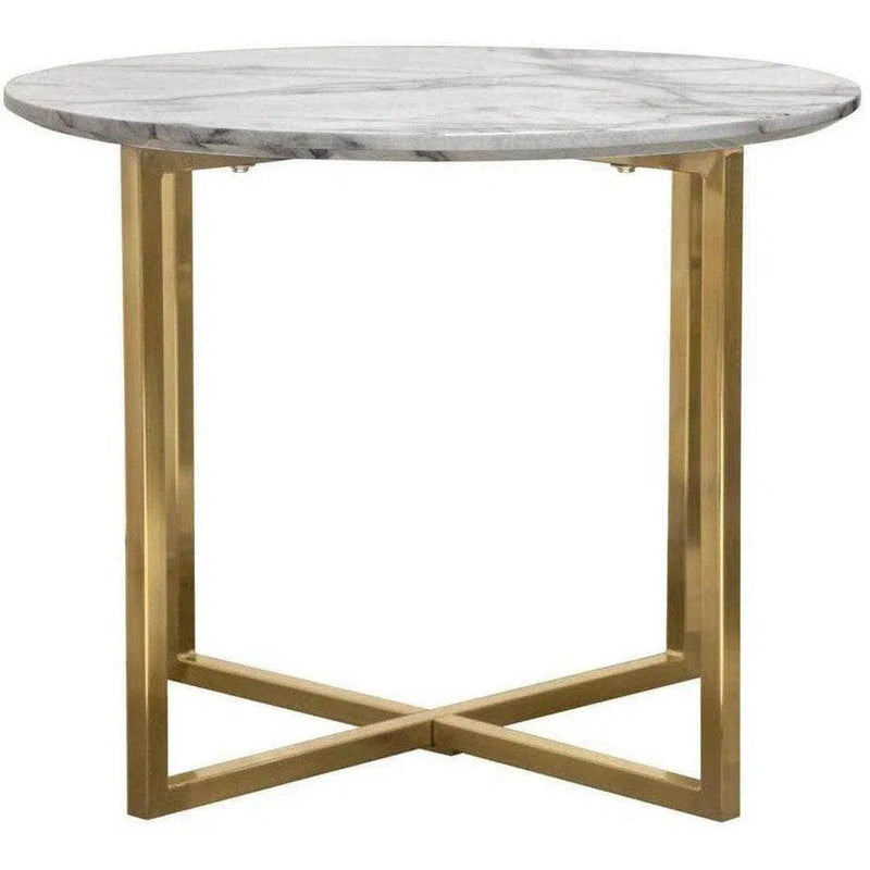 24" Round End Table Faux Marble Top and Gold Metal Frame Side Tables LOOMLAN By Diamond Sofa