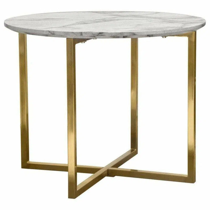 24" Round End Table Faux Marble Top and Gold Metal Frame Side Tables LOOMLAN By Diamond Sofa