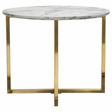 24" Round End Table Faux Marble Top and Gold Metal Frame Side Tables LOOMLAN By Diamond Sofa