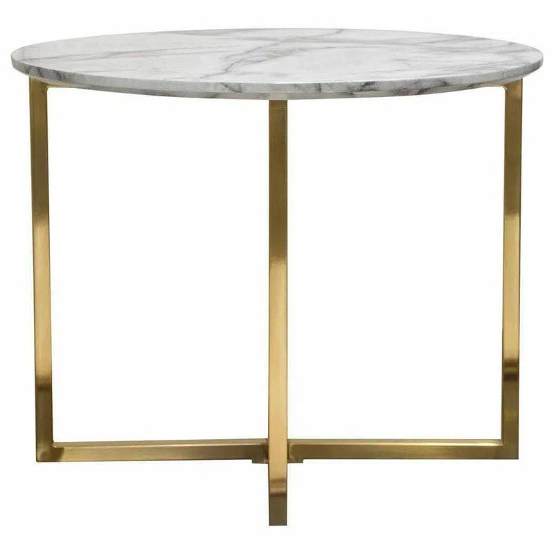 24" Round End Table Faux Marble Top and Gold Metal Frame Side Tables LOOMLAN By Diamond Sofa