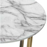 24" Round End Table Faux Marble Top and Gold Metal Frame Side Tables LOOMLAN By Diamond Sofa