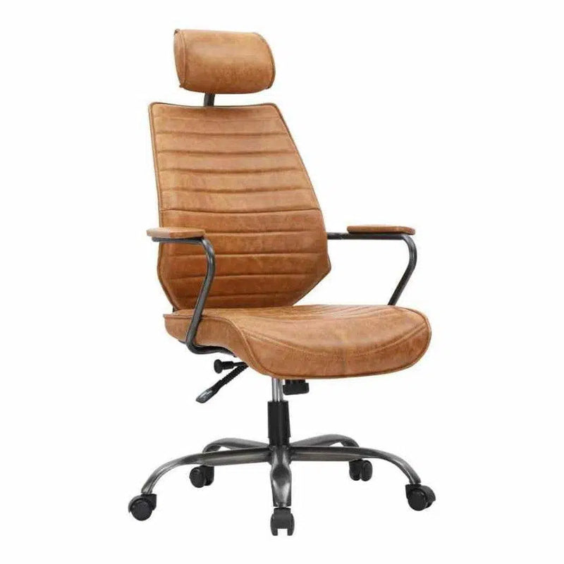 25.5 Inch Swivel Office Chair Cigar Tan Orange Industrial Office Chairs LOOMLAN By Moe's Home