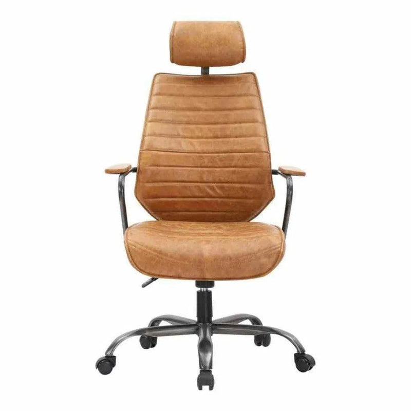 25.5 Inch Swivel Office Chair Cigar Tan Orange Industrial Office Chairs LOOMLAN By Moe's Home