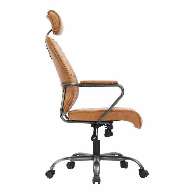 25.5 Inch Swivel Office Chair Cigar Tan Orange Industrial Office Chairs LOOMLAN By Moe's Home