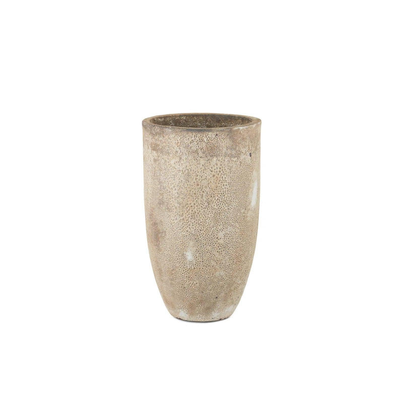 25 in. Elias Ceramic Beige Planter Outdoor Planters LOOMLAN By Currey & Co