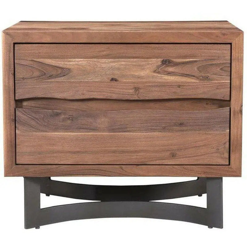 26 Inch Nightstand Smoked Brown Industrial Nightstands LOOMLAN By Moe's Home