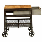 26" Industrial Side Table With Wheels and Storage Shelf Side Tables LOOMLAN By LOOMLAN