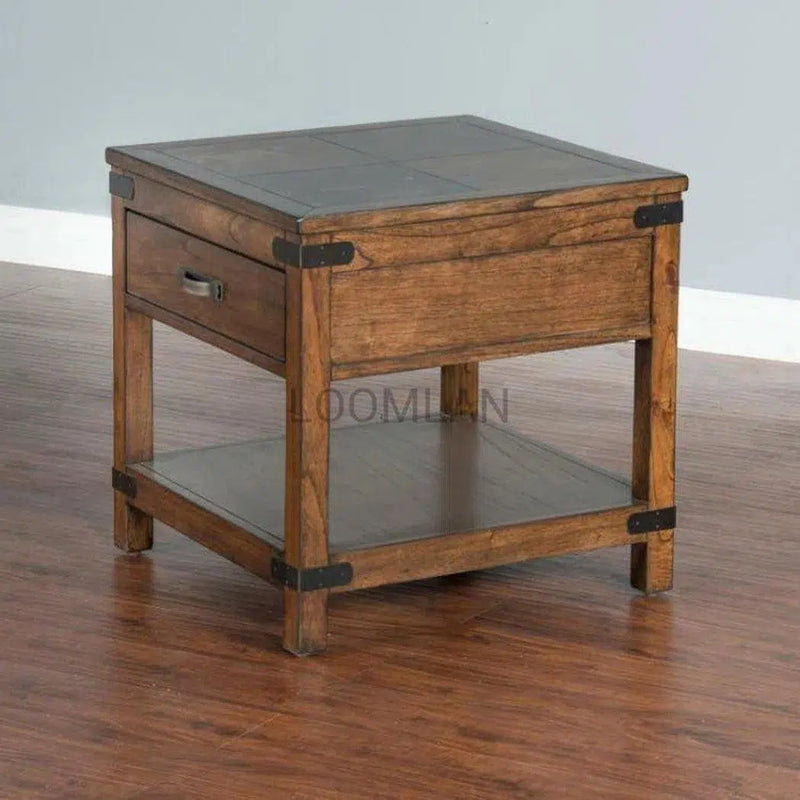 26" Purposefully Wood End Table 1 Drawer Storage Shelf Side Tables LOOMLAN By Sunny D