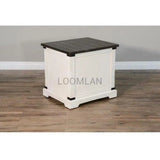 26" Square White and Black Wood End Table 1 Drawer Storage Cabinet Side Tables LOOMLAN By Sunny D