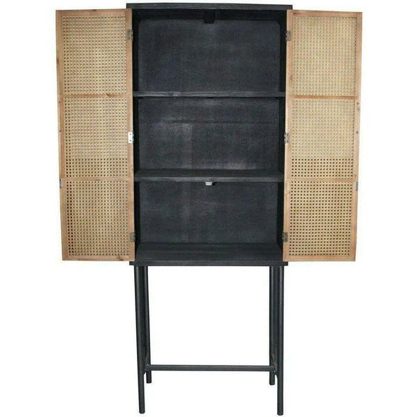 26x70 Inch Tall Wood Cabinet on Metal Stand Bookcases LOOMLAN By Moe's Home