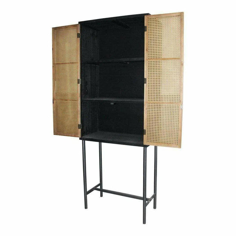 26x70 Inch Tall Wood Cabinet on Metal Stand Bookcases LOOMLAN By Moe's Home