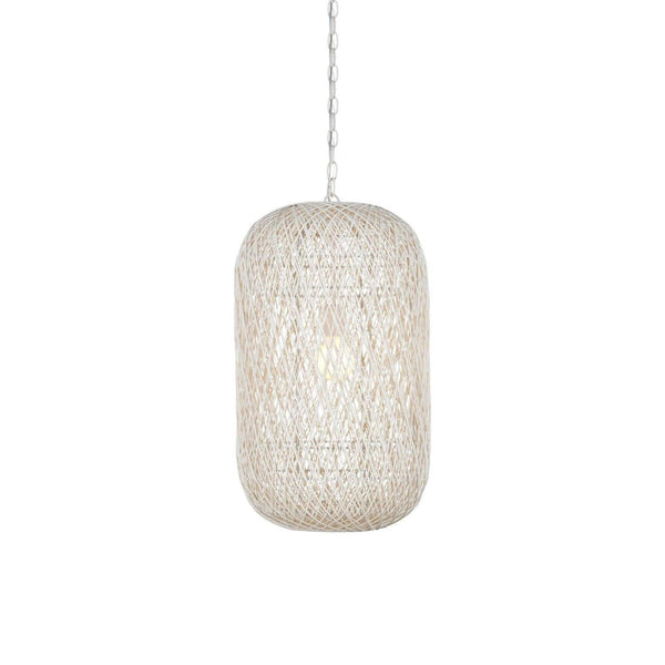 27 in. Cocoon Iron and Glass White Pendant Pendants LOOMLAN By Currey & Co