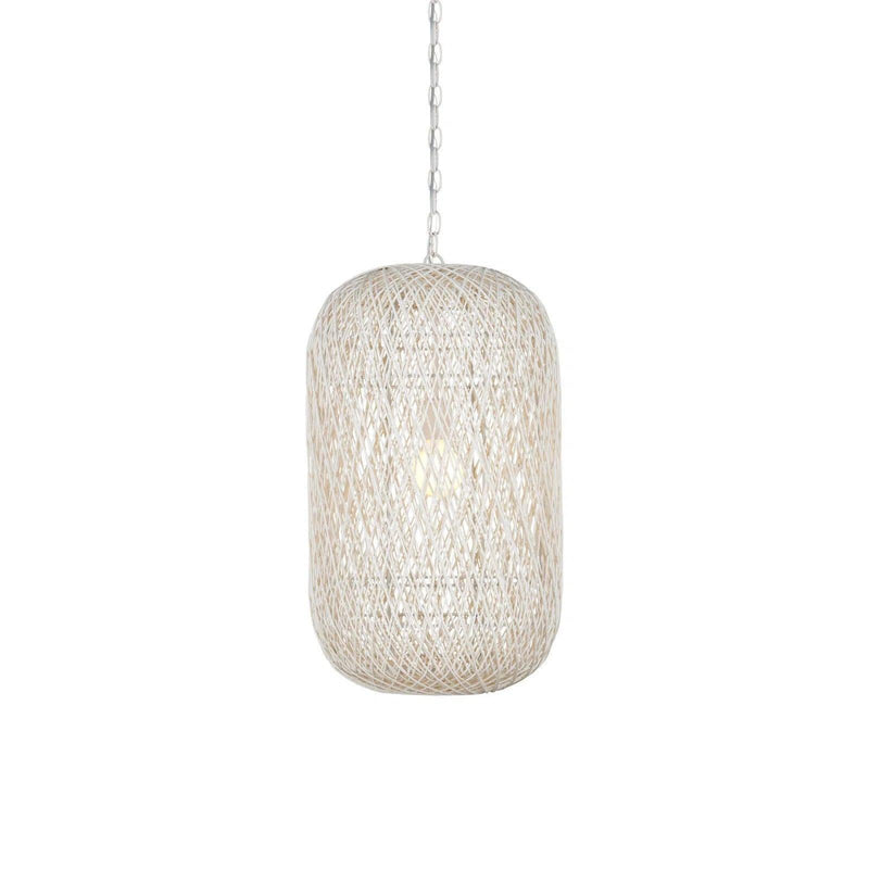 27 in. Cocoon Iron and Glass White Pendant Pendants LOOMLAN By Currey & Co