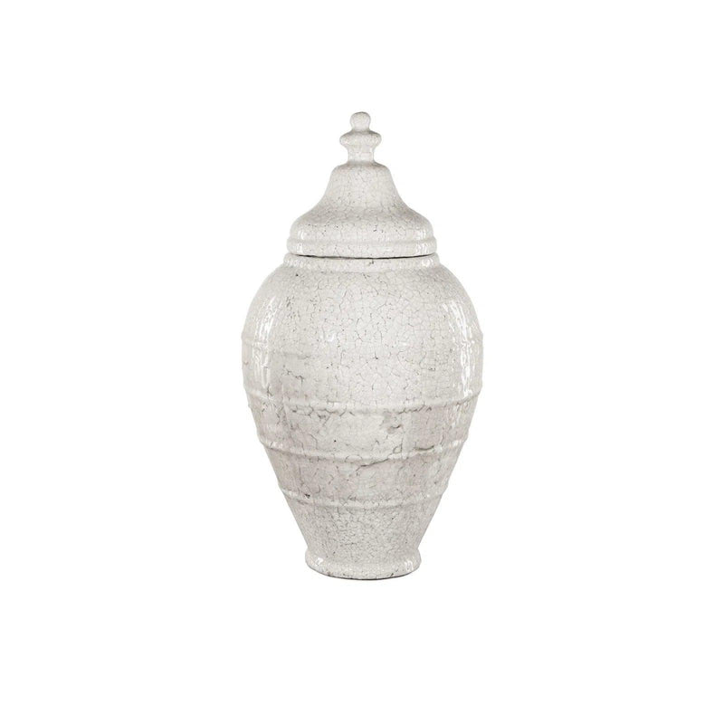 28.75 in. Virginal Terracotta White Jar Vases & Jars LOOMLAN By Currey & Co