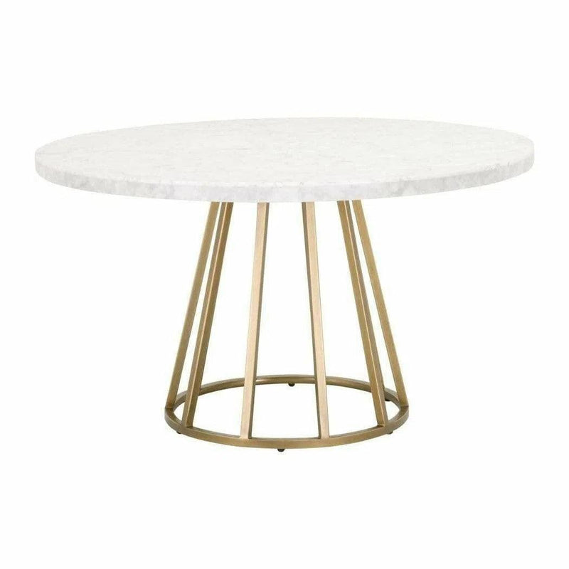 28" Brushed Gold Turino Round Dining Table Base Only Dining Tables LOOMLAN By Essentials For Living