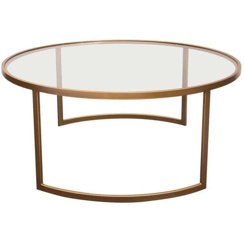 2PC Round Nesting Table Set Gold Frame Clear Glass Tops Coffee Tables LOOMLAN By Diamond Sofa