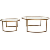 2PC Round Nesting Table Set Gold Frame Clear Glass Tops Coffee Tables LOOMLAN By Diamond Sofa