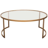 2PC Round Nesting Table Set Gold Frame Clear Glass Tops Coffee Tables LOOMLAN By Diamond Sofa