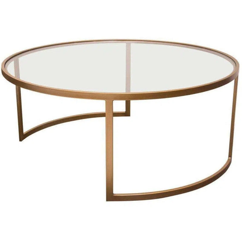 2PC Round Nesting Table Set Gold Frame Clear Glass Tops Coffee Tables LOOMLAN By Diamond Sofa