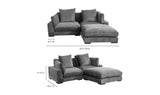 3 PC Grey Corduroy Couch Large Reversible Modular Sofa Modular Sofas LOOMLAN By Moe's Home