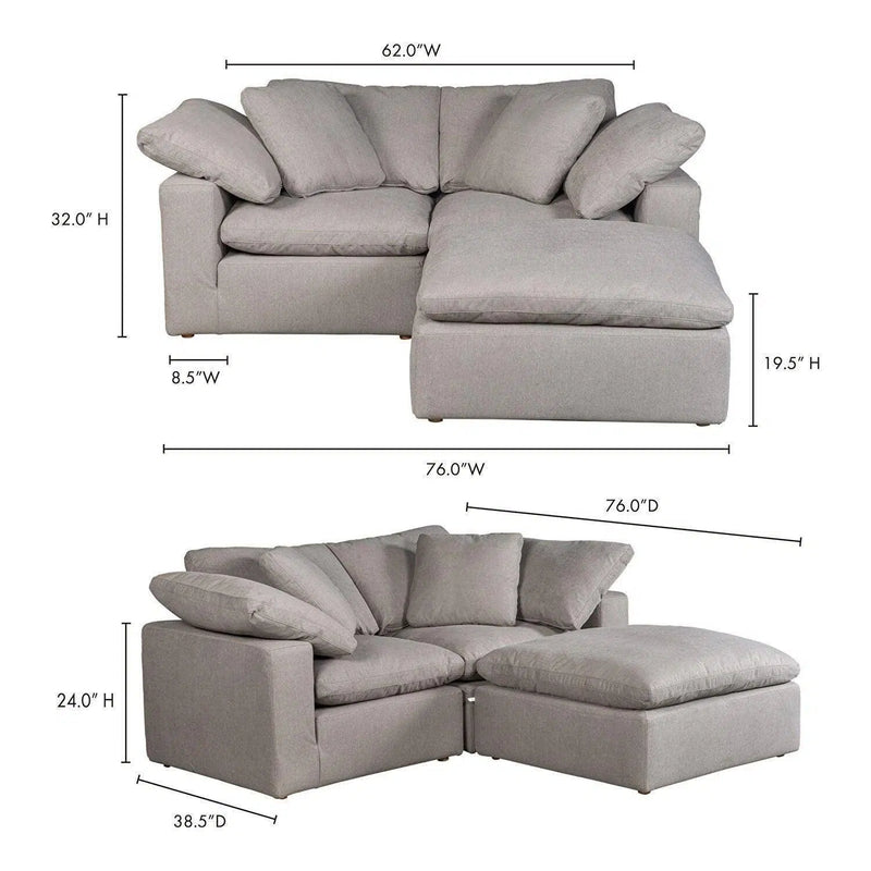 3 PC Stain Resistant Condo Grey Nook Modular Modular Sofas LOOMLAN By Moe's Home