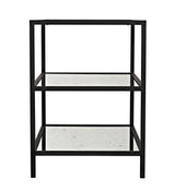 3 Tier Black Steel Rectangle Side Table with Antiqued Mirror Side Tables LOOMLAN By Noir