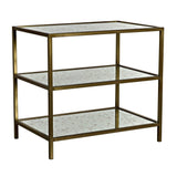 3 Tier Steel Rectangle Side Table With Antique Brass and Antique Mirror Side Tables LOOMLAN By Noir