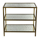 3 Tier Steel Rectangle Side Table With Antique Brass and Antique Mirror Side Tables LOOMLAN By Noir