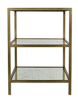 3 Tier Steel Rectangle Side Table With Antique Brass and Antique Mirror Side Tables LOOMLAN By Noir