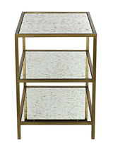 3 Tier Steel Rectangle Side Table With Antique Brass and Antique Mirror Side Tables LOOMLAN By Noir