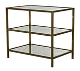 3 Tier Steel Rectangle Side Table With Antique Brass and Antique Mirror Side Tables LOOMLAN By Noir