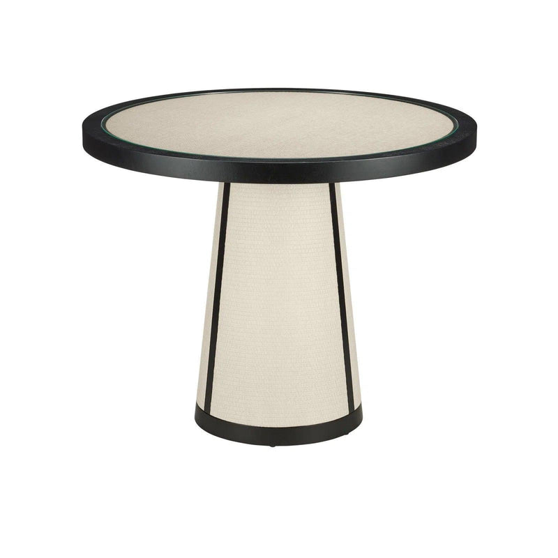 30 in. Deanna Wood and Raffia Ivory Round Entry Table Side Tables LOOMLAN By Currey & Co