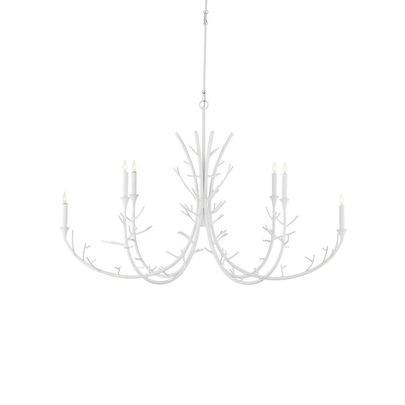 30 in. Twiggy Oval Iron White Chandelier Chandeliers LOOMLAN By Currey & Co