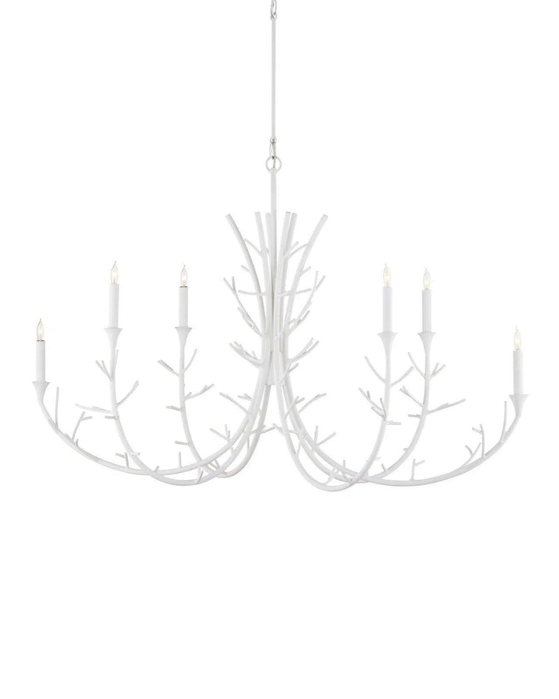 30 in. Twiggy Oval Iron White Chandelier Chandeliers LOOMLAN By Currey & Co