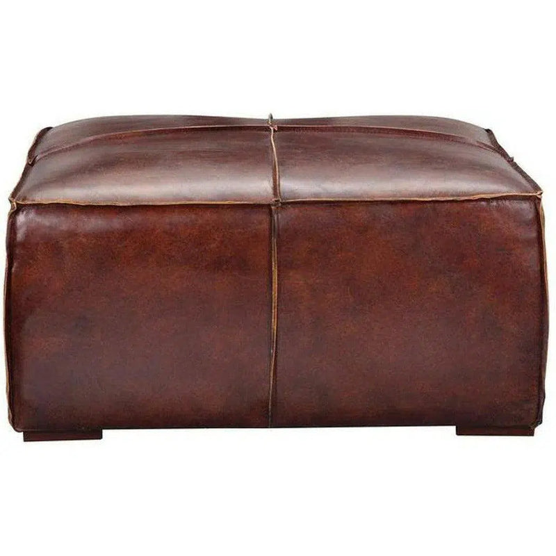 34.5 Inch Ottoman Dark Brown Leather Ottomans LOOMLAN By Moe's Home