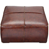 34.5 Inch Ottoman Dark Brown Leather Ottomans LOOMLAN By Moe's Home