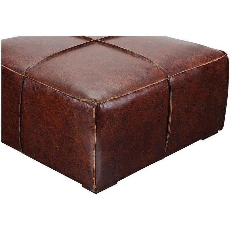 34.5 Inch Ottoman Dark Brown Leather Ottomans LOOMLAN By Moe's Home