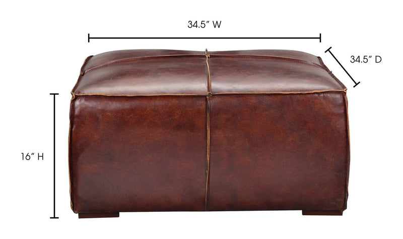 34.5 Inch Ottoman Dark Brown Leather Ottomans LOOMLAN By Moe's Home