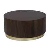 35" Brown Round Coffee Table Wood Top With Wood Base Coffee Tables LOOMLAN By LH Imports