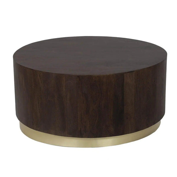 35" Brown Round Coffee Table Wood Top With Wood Base Coffee Tables LOOMLAN By LH Imports