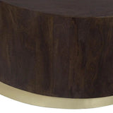 35" Brown Round Coffee Table Wood Top With Wood Base Coffee Tables LOOMLAN By LH Imports