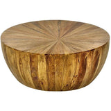 36" Round Solid Wood Drum Coffee Table Coffee Tables LOOMLAN By LOOMLAN