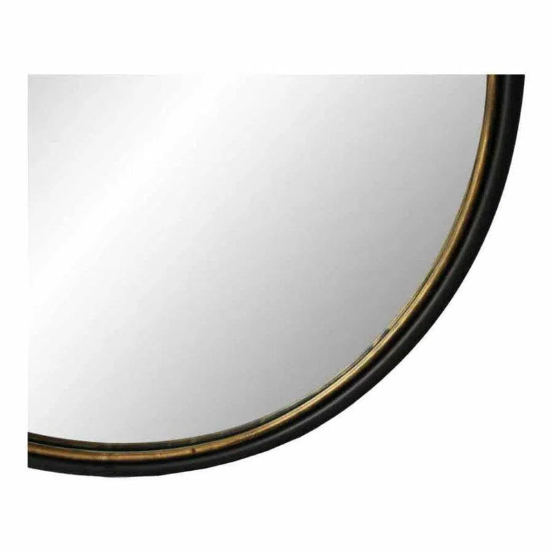 37.5 Inch Round Mirror Black Industrial Wall Mirrors LOOMLAN By Moe's Home